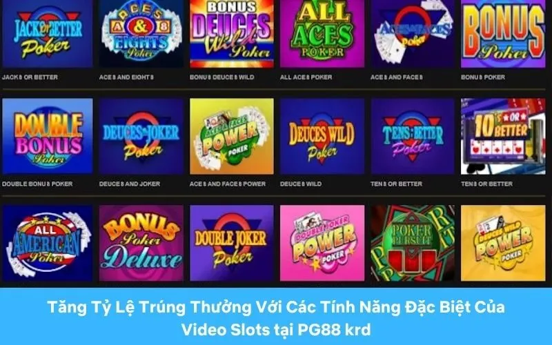 Tăng Tỷ Lệ Trúng Thưởng Với Các Tính Năng Đặc Biệt Của Video Slots tại PG88