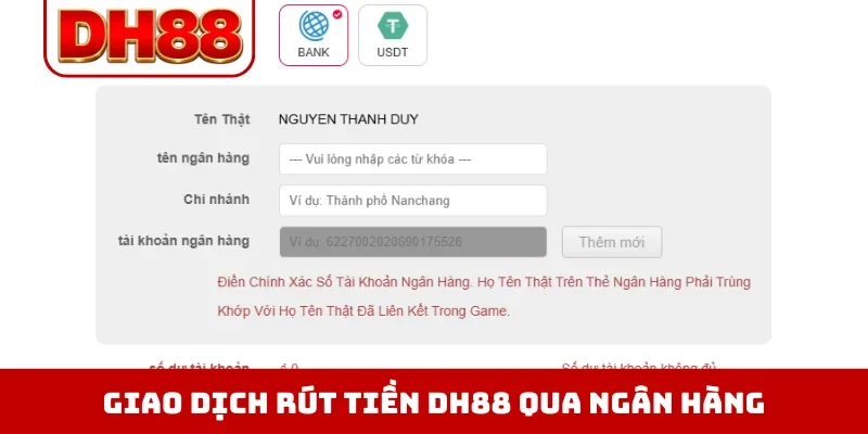 Rút Tiền DH88 - Hướng Dẫn 3 Bước Thao Tác Nhanh Và An Toàn